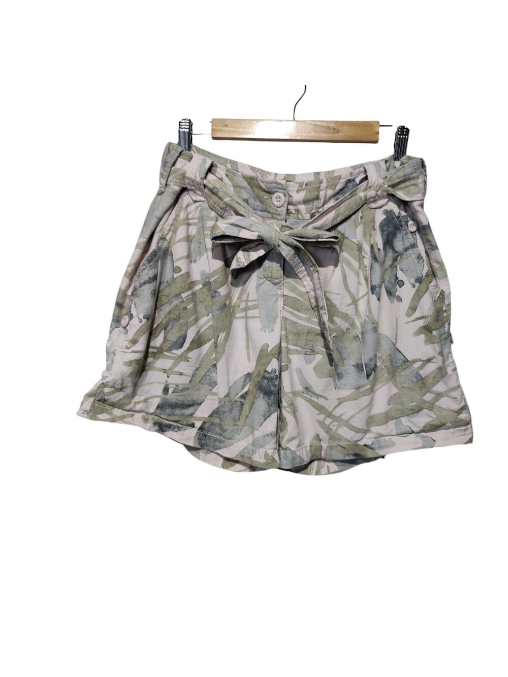 Anthropologie Ett Twa Women's Sz 8 Tropical Linen Blend Shorts Roll Tab